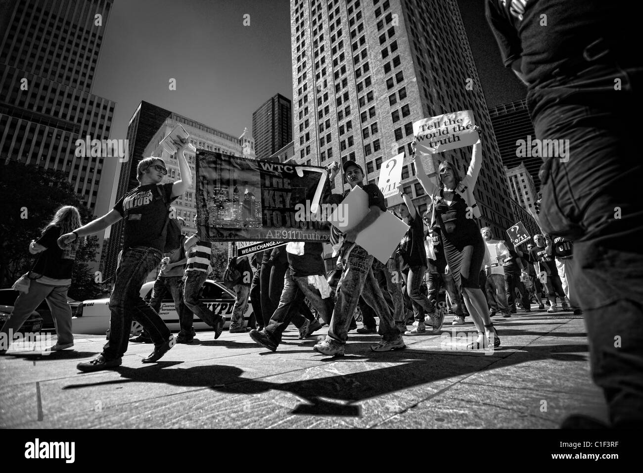 9-11 manifestazione di protesta nella città di new york Foto Stock