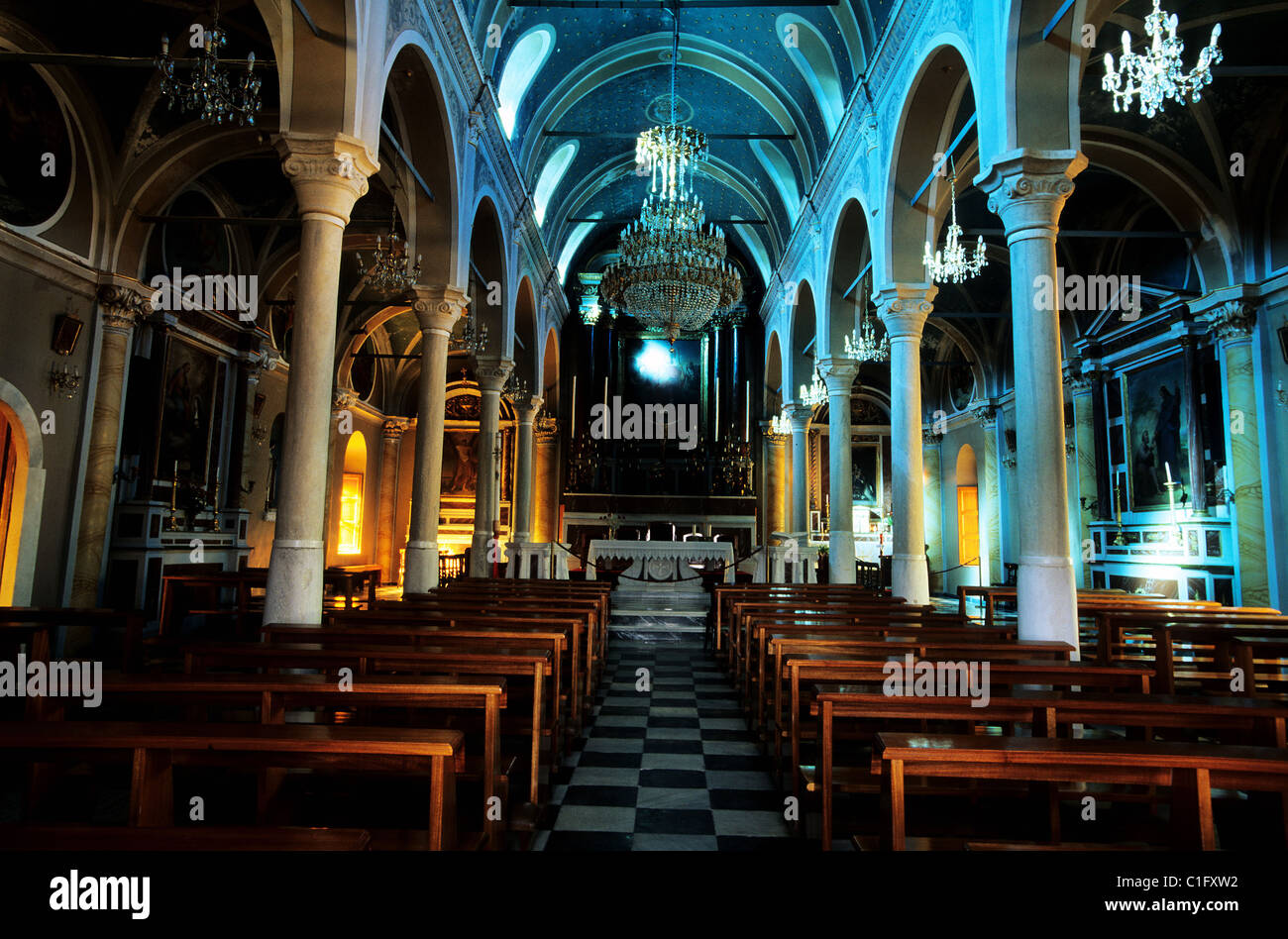 Grecia Cicladi, Syros Island, Ermoupolis (capitale delle Isole Cicladi), il Saint Georges nella cattedrale di Ano Syros Foto Stock