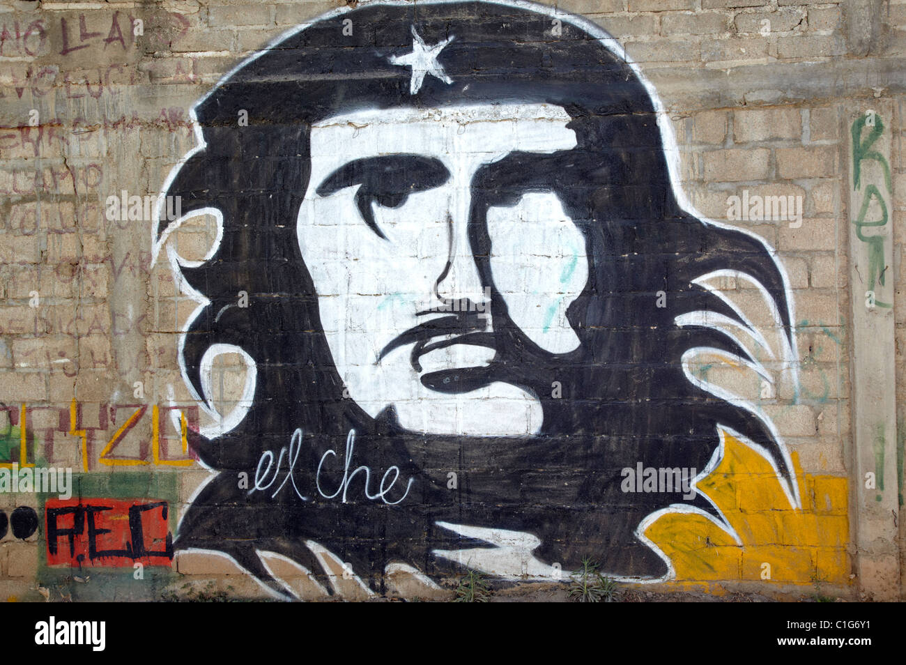Che Guevara Graffiti città di Oaxaca Messico Foto Stock