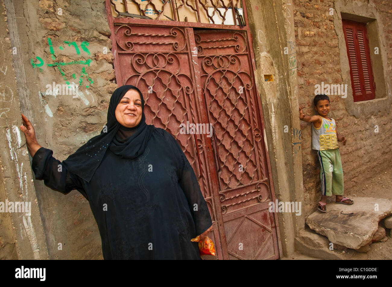 Anziani donna egiziana di Luxor, Egitto Foto Stock