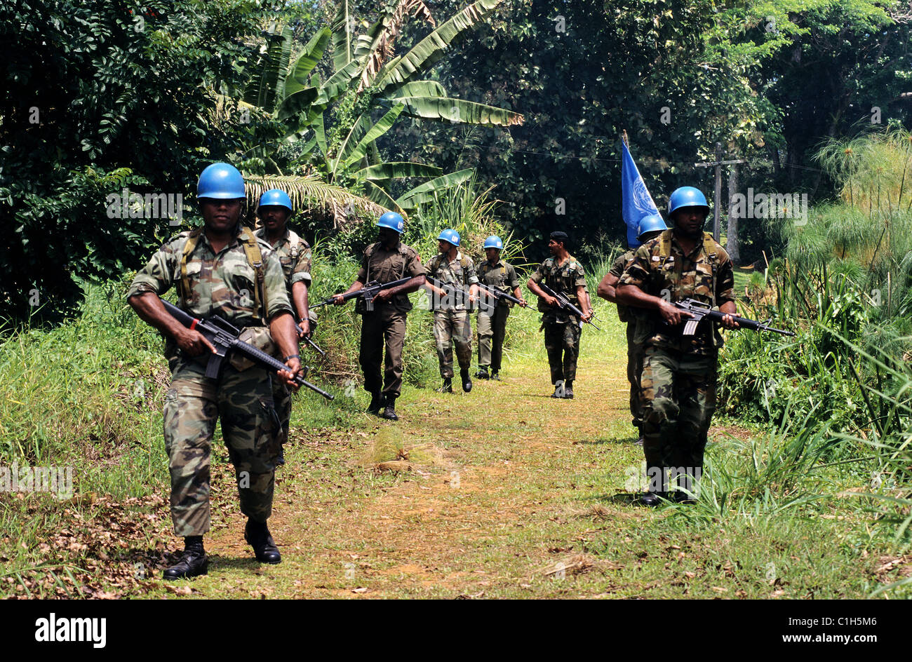 Isole Fidji, locale di pace delle Nazioni Unite formazione forza prima di andare in Libano Foto Stock