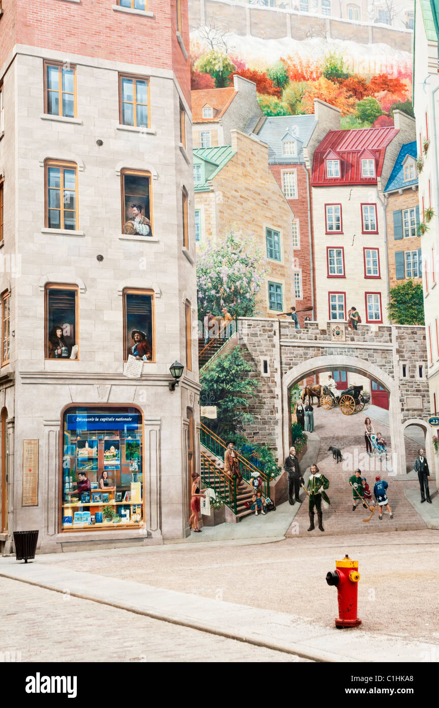 La Fresque Des in Quebec Vecchia Quebec city trimestre. Foto Stock