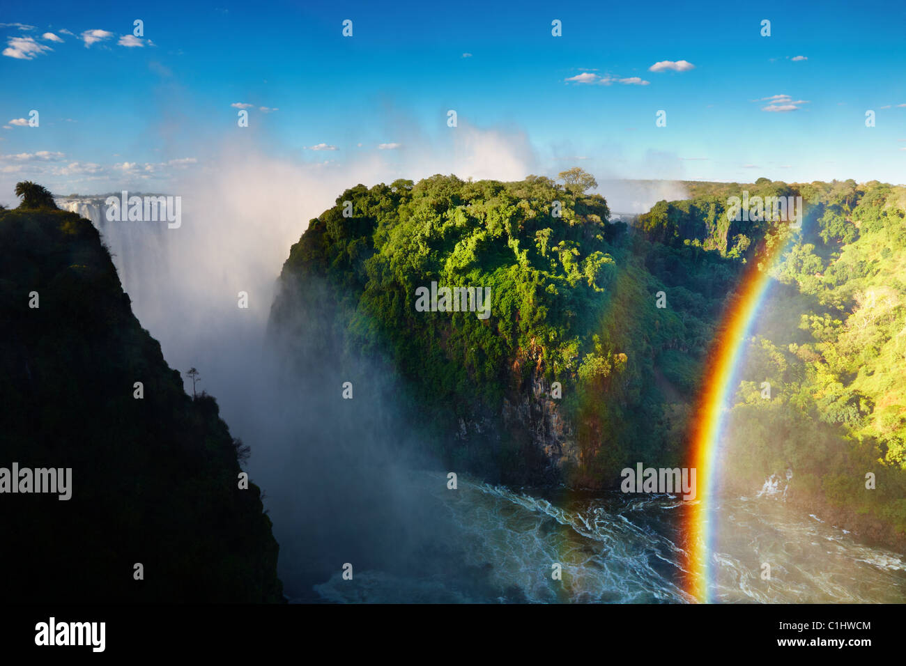 Fiume Zambesi e Victoria Falls, Zimbabwe Foto Stock