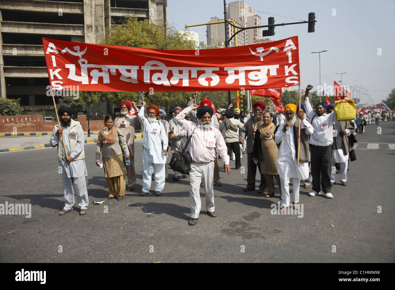 IND India,20110310,marcia di protesta ,Demo AIKS ( Tutti india Kisan Sabha) Foto Stock