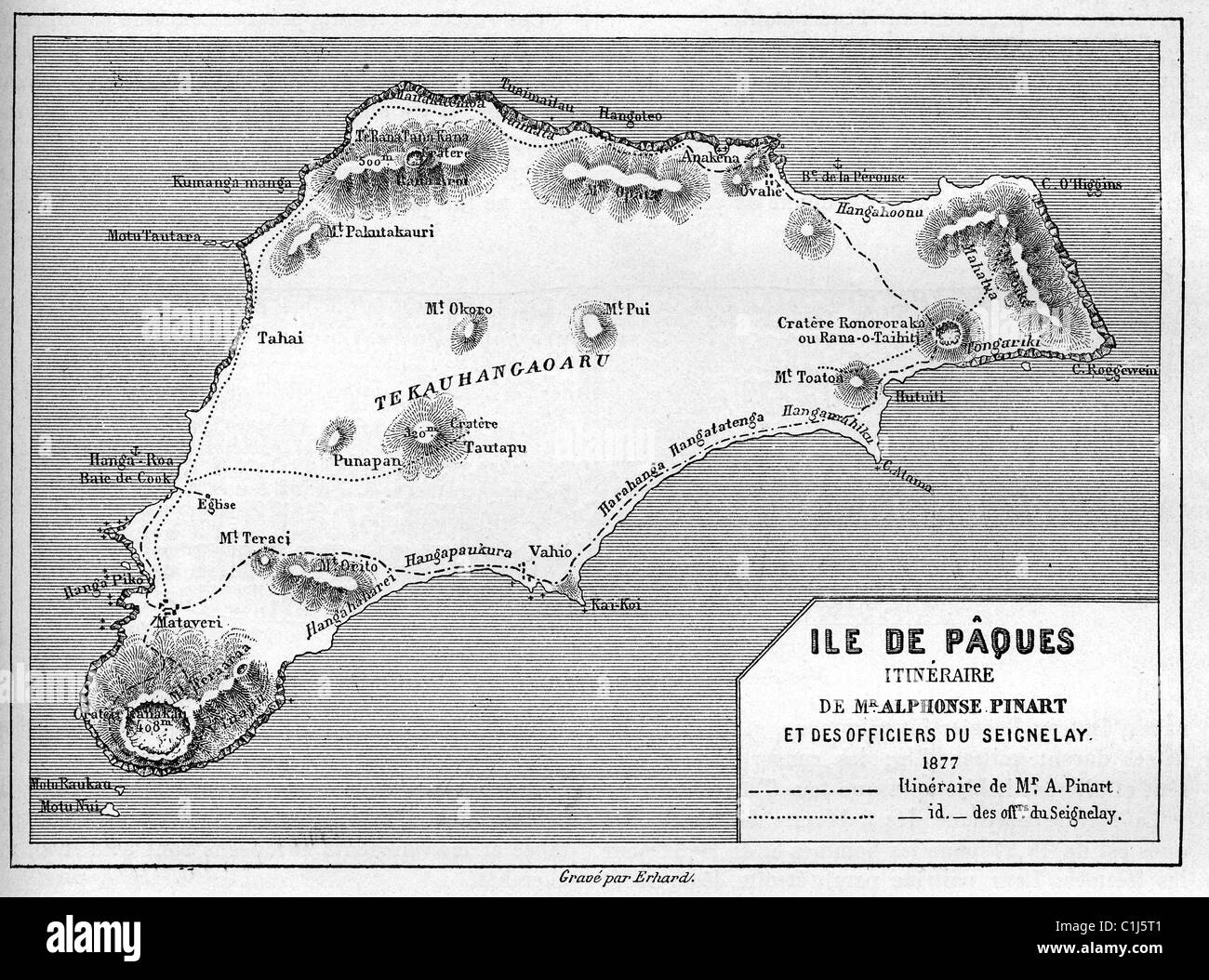 Il Cile, mappa di Isola di Pasqua Foto Stock