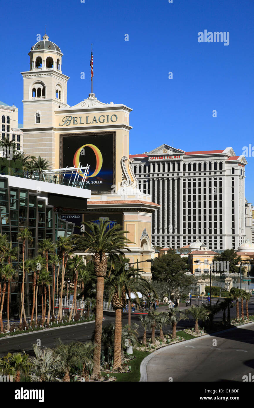 Stati Uniti d'America, Nevada, Las Vegas, Bellagio, Cesari Palace, alberghi, casinò, Foto Stock