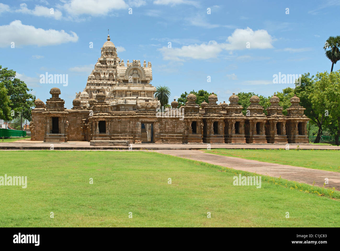 Tempio Kailashnath, IX secolo D.C., Kanchipuram, Tamil Nadu, India. Foto Stock