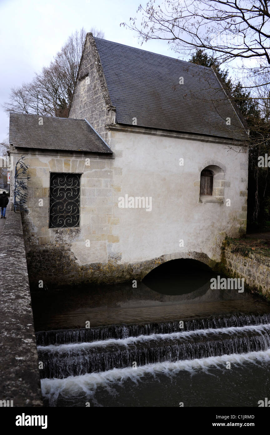 Mulino ad acqua,il Castello di Azay-le-Rideau castle,Indre River Valley,della Valle della Loira,Indre-et-Loire,Francia,l'Europa,UNESCO World Herita Foto Stock