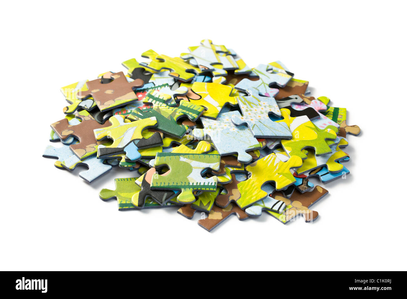 Puzzle su sfondo bianco Foto Stock