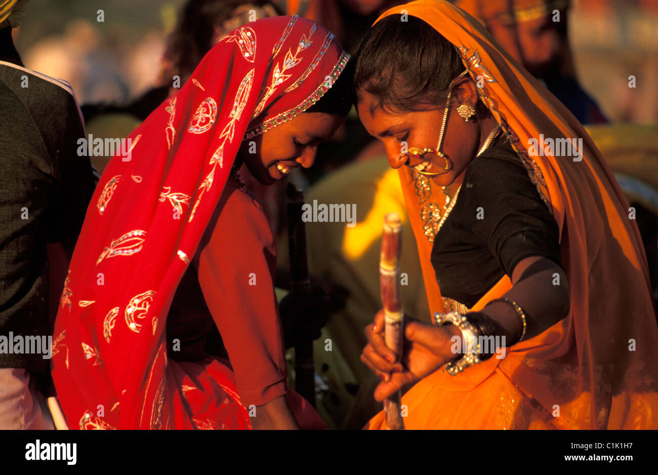 India Rajasthan, area di Pushkar, giovani ragazze Foto Stock