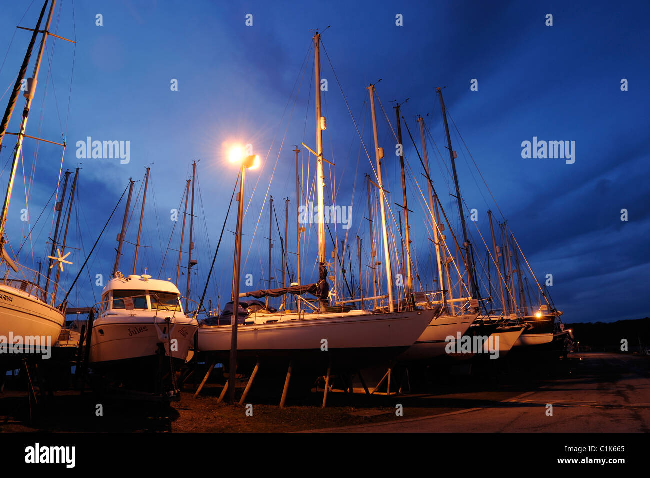 Port Penrhyn boat yard Bangor Foto Stock