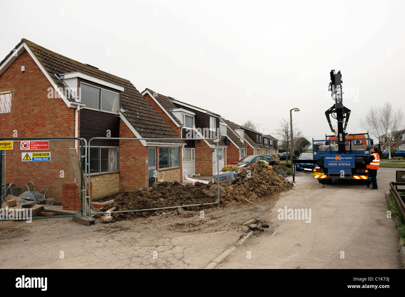 Estensione della casa sito di costruzione Foto Stock