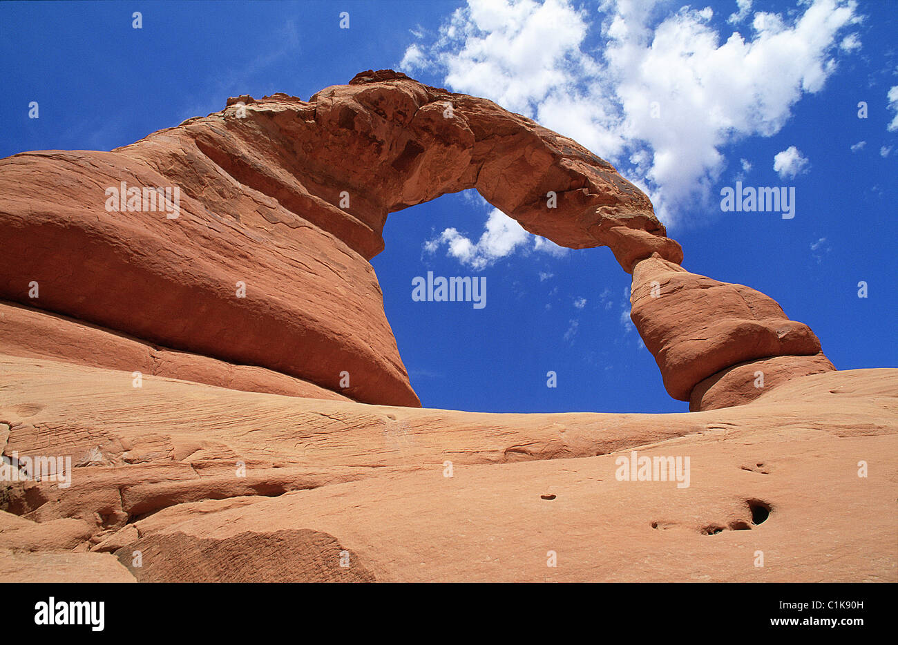 Stati Uniti, Utah, Arches National Park, elegante arco visto da sotto Foto Stock