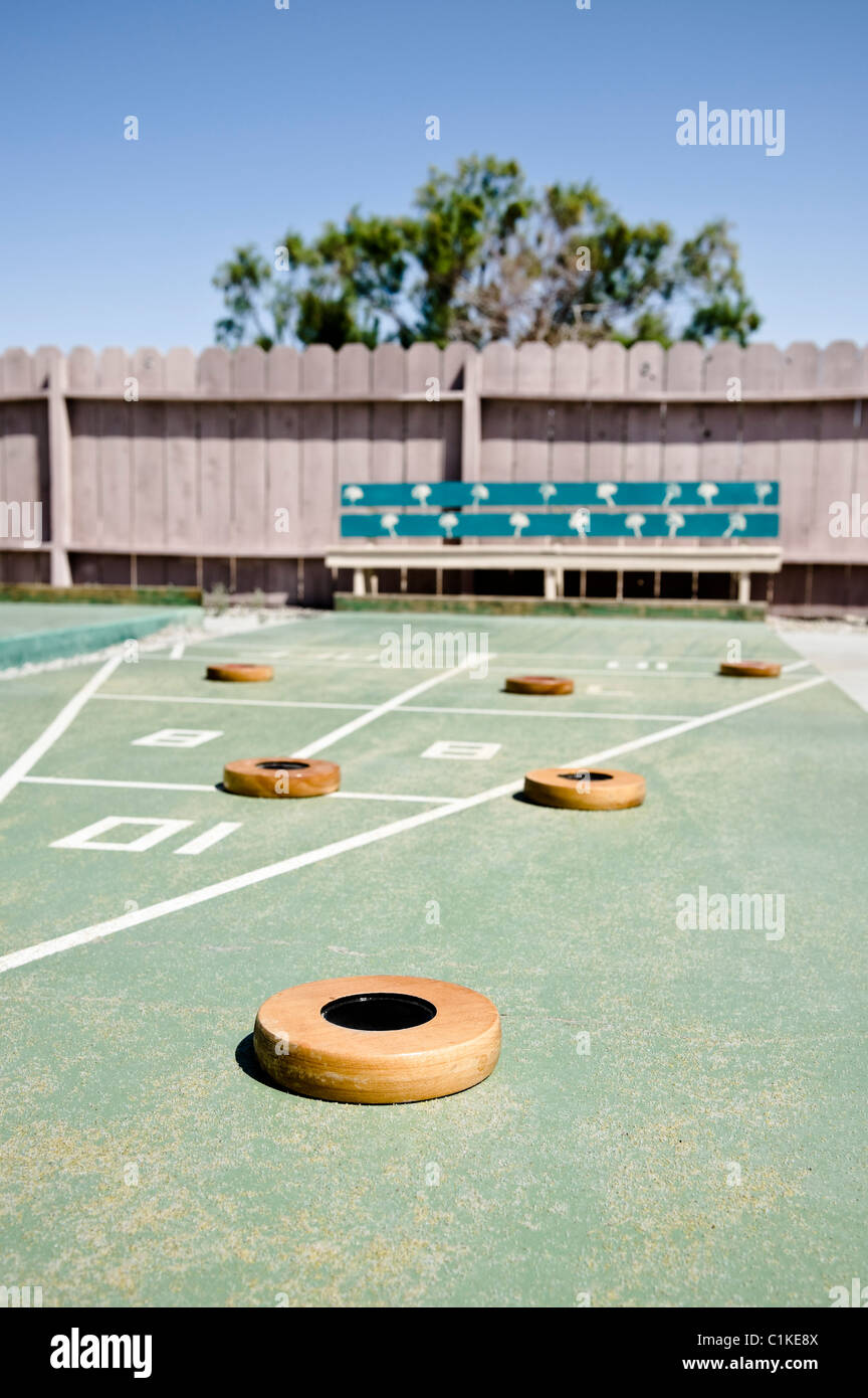 Shuffleboard nel parco del rimorchio, Yuma, Yuma County, Arizona, Stati Uniti d'America Foto Stock