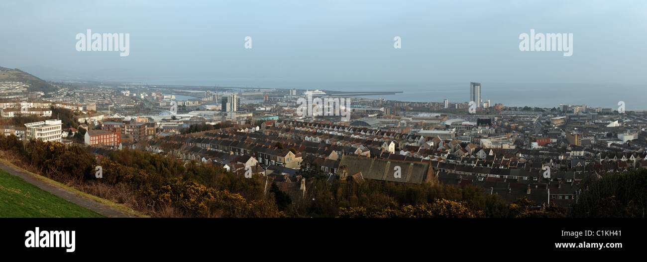 Centro di Swansea e sullo skyline panorama Foto Stock