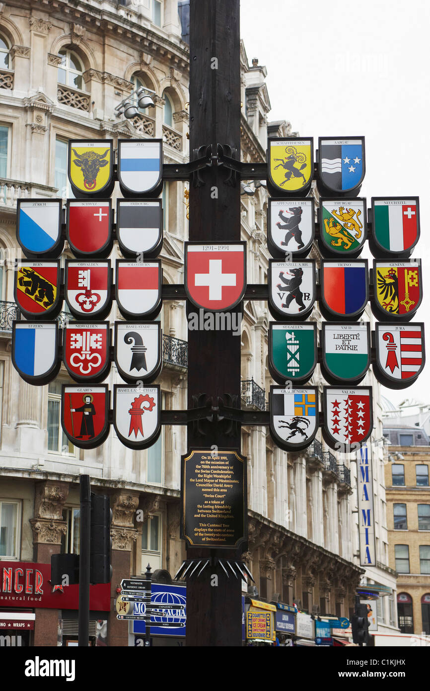 Struttura cantonale, Swiss Court, Londra, Inghilterra Foto Stock
