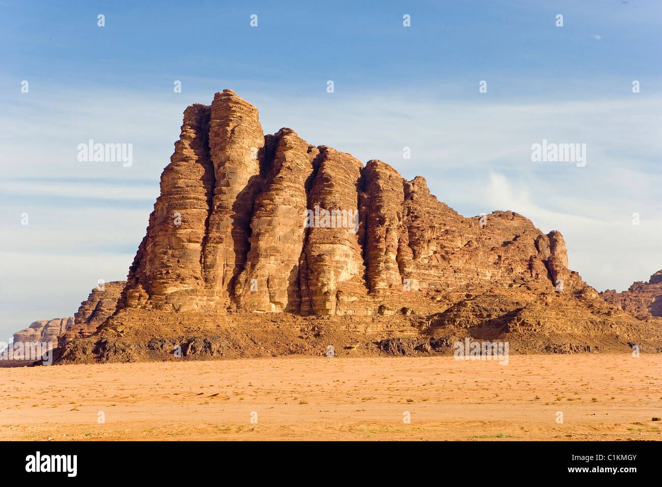 Giordania, Wadi Rum desert, i sette pilastri mountain Foto Stock