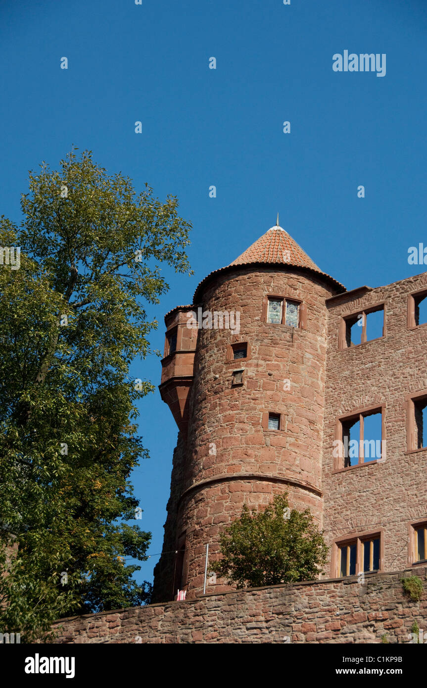 Germania, Franconia, Wertheim. Rovine del XII secolo il castello di Hohenburg Foto Stock