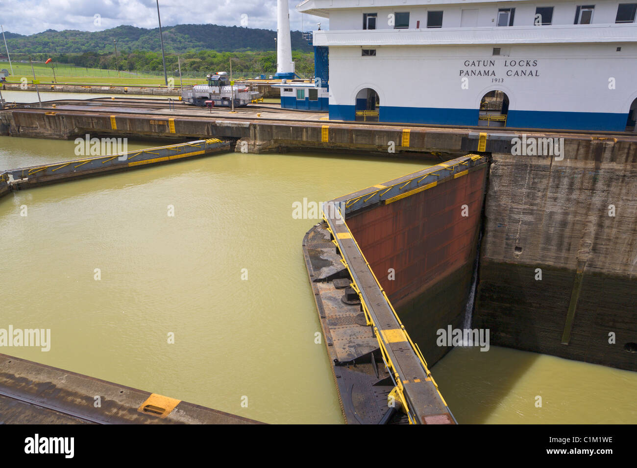 Serrature Gatun, sul Canale di Panama, Panama Foto Stock