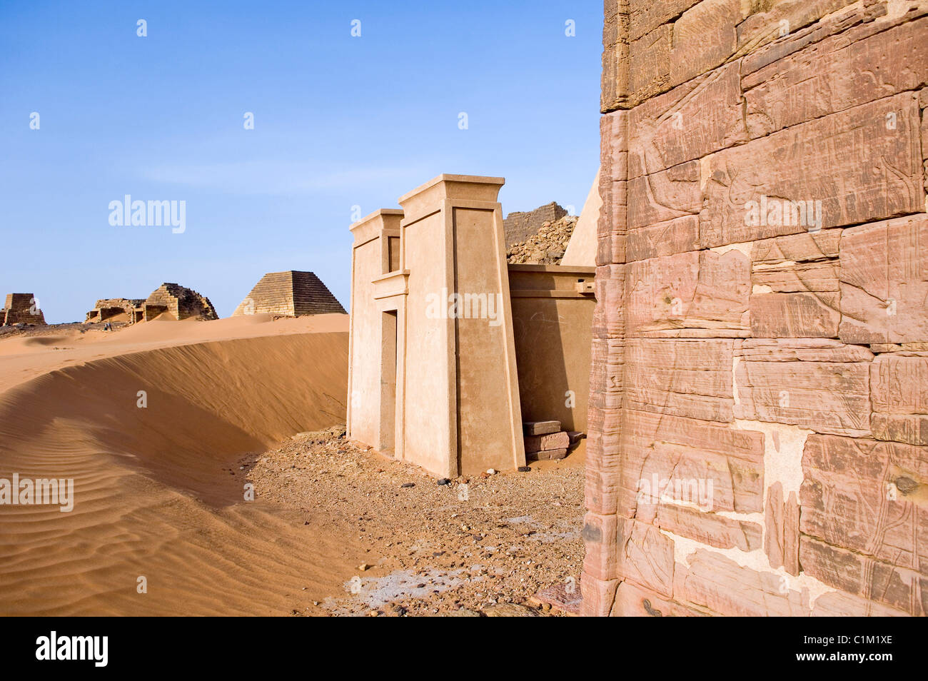 Sudan le piramidi di Meroe il Regno di Meroe esisteva in 1200 anni solo per continuare nella forma del Regno di Nubia (1100 Foto Stock