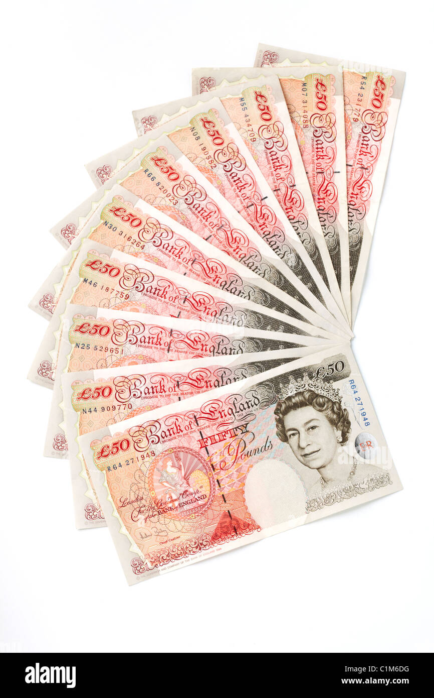 Fan di cinquanta Pound note Foto Stock