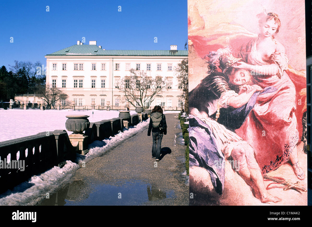 Austria, Salisburgo, il Baroqueum, il museo barocco in giardini del castello di Mirabell in inverno Foto Stock