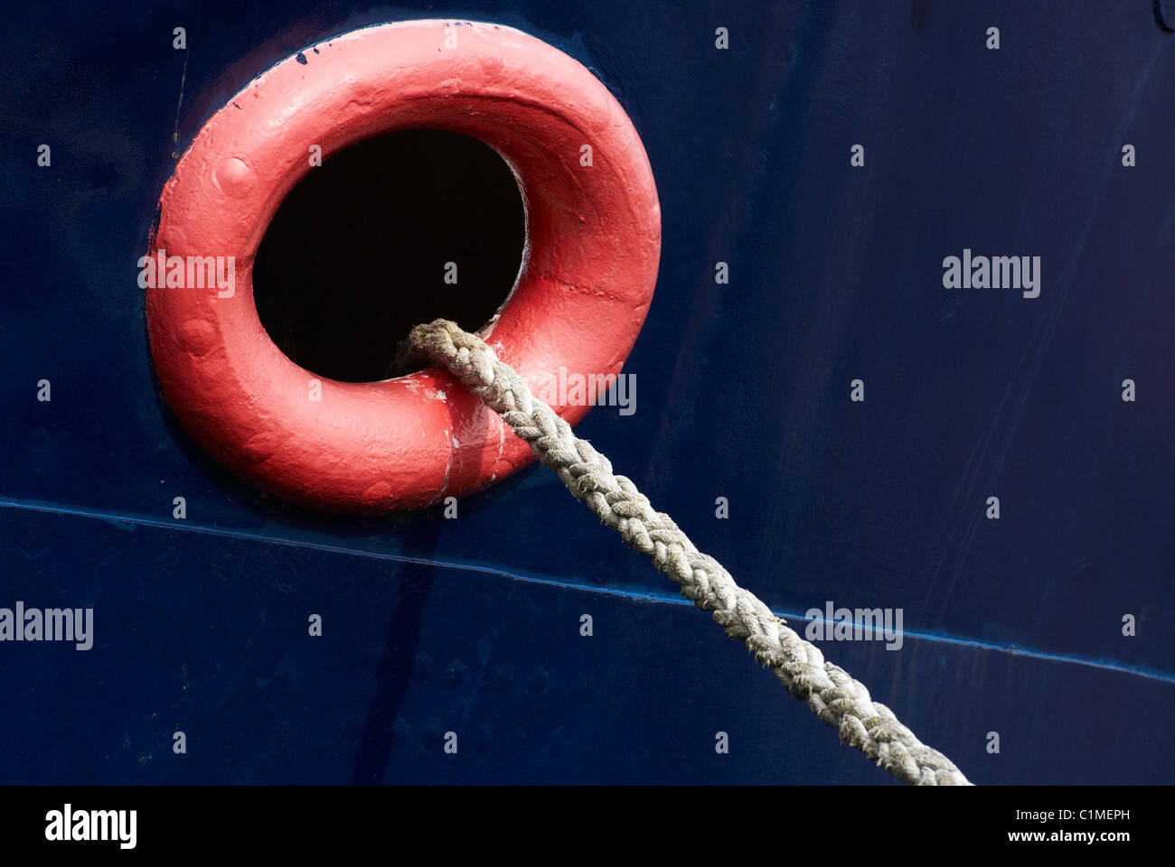 Oblò sul tall ship Foto Stock