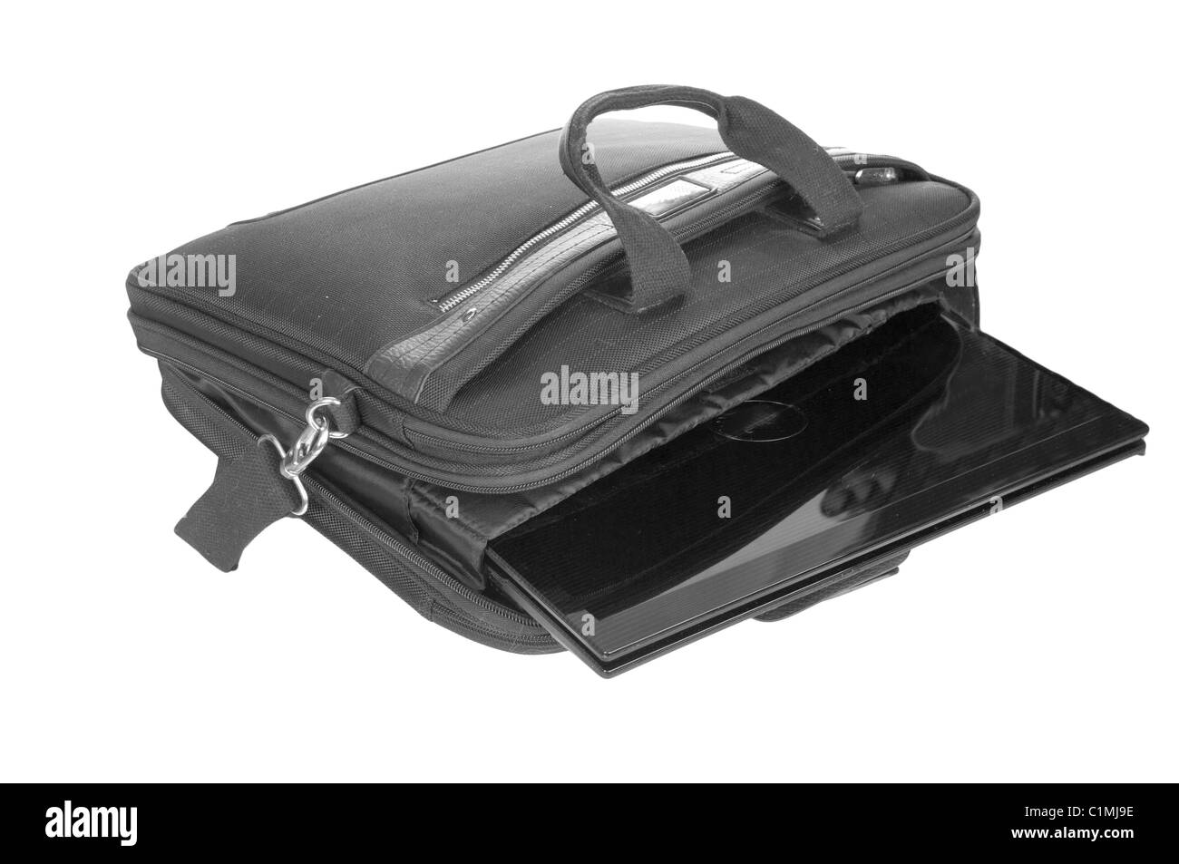 Tela Nera custodia per notebook è isolato Foto Stock