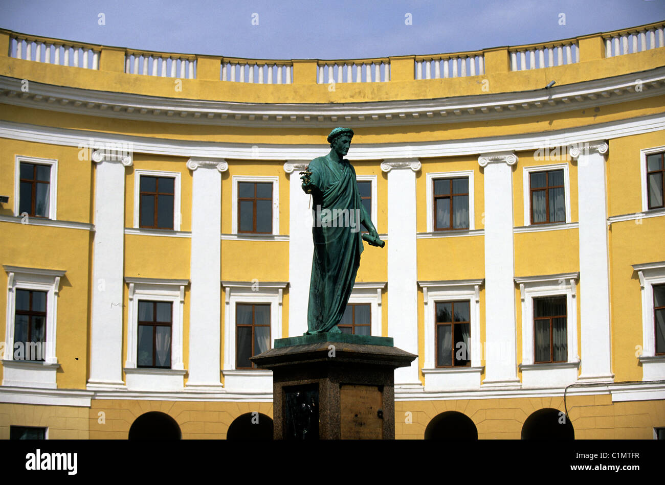 Ucraina Odessa, Richelieu statua in cima alla scalinata Potemkine Foto Stock