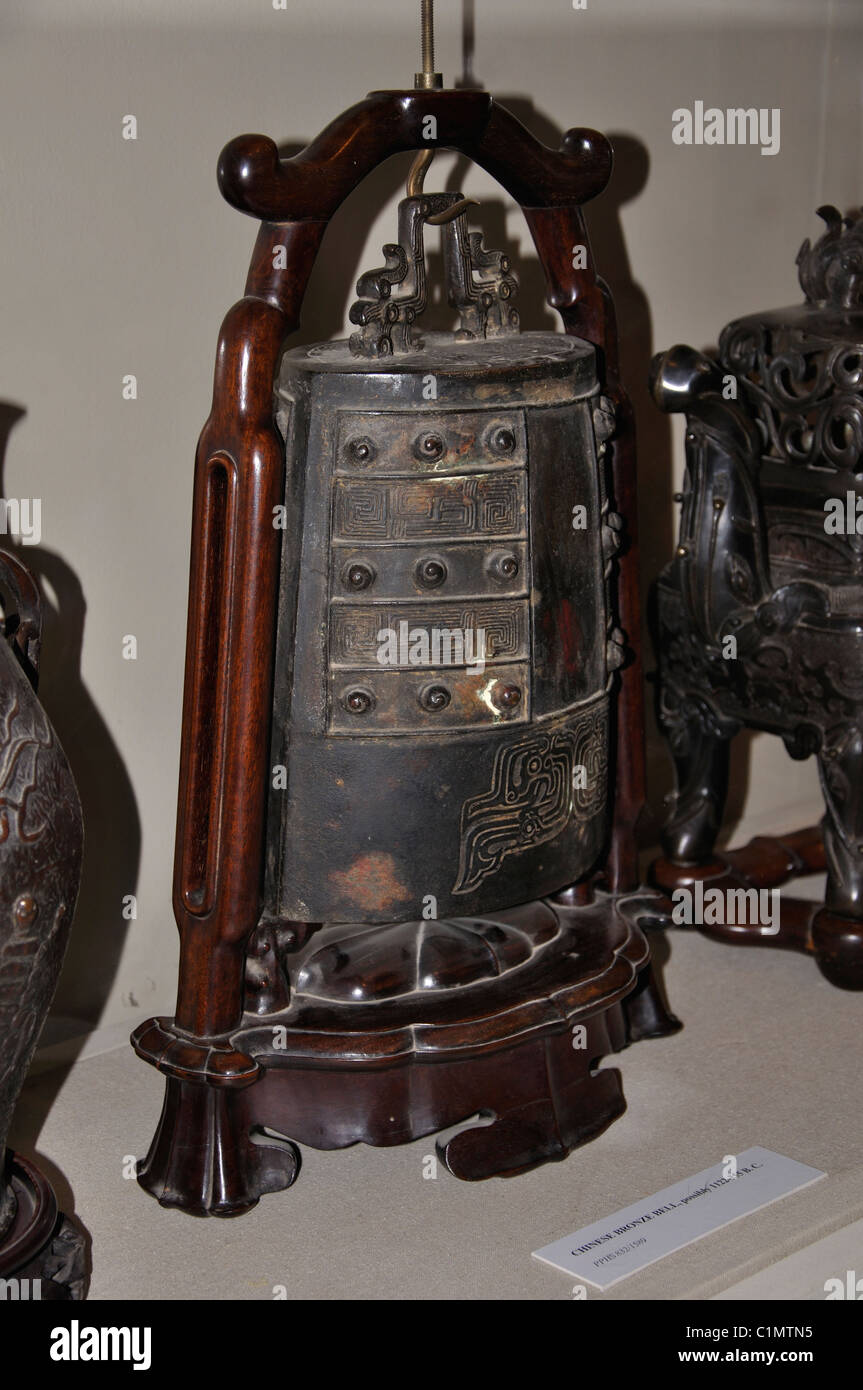 1225 campana in bronzo (Cina) in mostra presso il Museo di Storia Naturale, Amarillo, Texas, Stati Uniti d'America Foto Stock