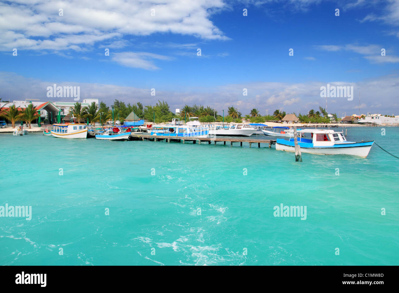 Puerto Juarez Cancun Quintana Roo tropicali dei Caraibi barche Foto Stock