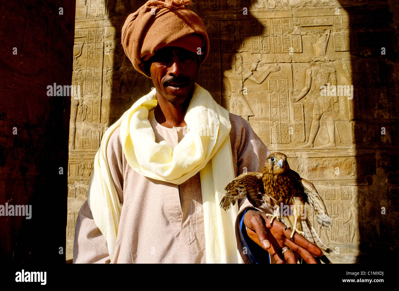 L'Egitto, il Tempio di Edfu consacrata a dio falco Horus Foto Stock