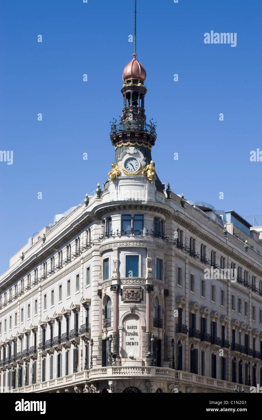 Madrid, Calle Alcala, Banesto Gebäude Foto Stock