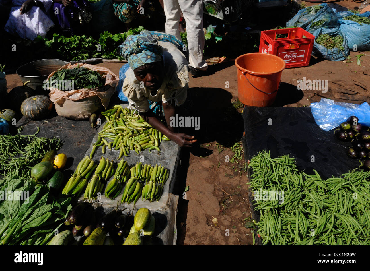 Il mercato di verdure a Lilongwe capitale del Malawi in Africa Foto Stock