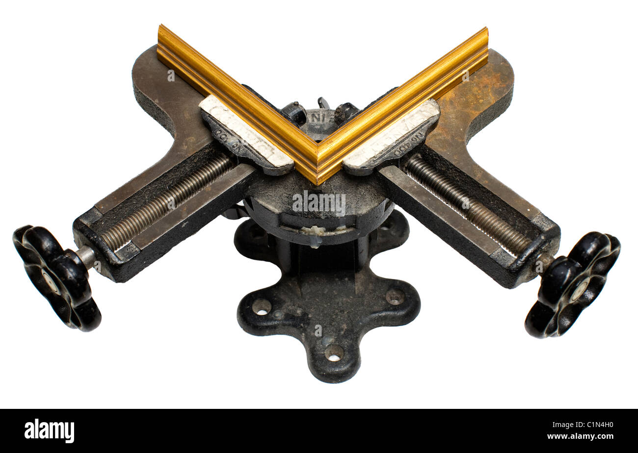 Cornice immagine su strumento di lavoro, close-up Foto Stock