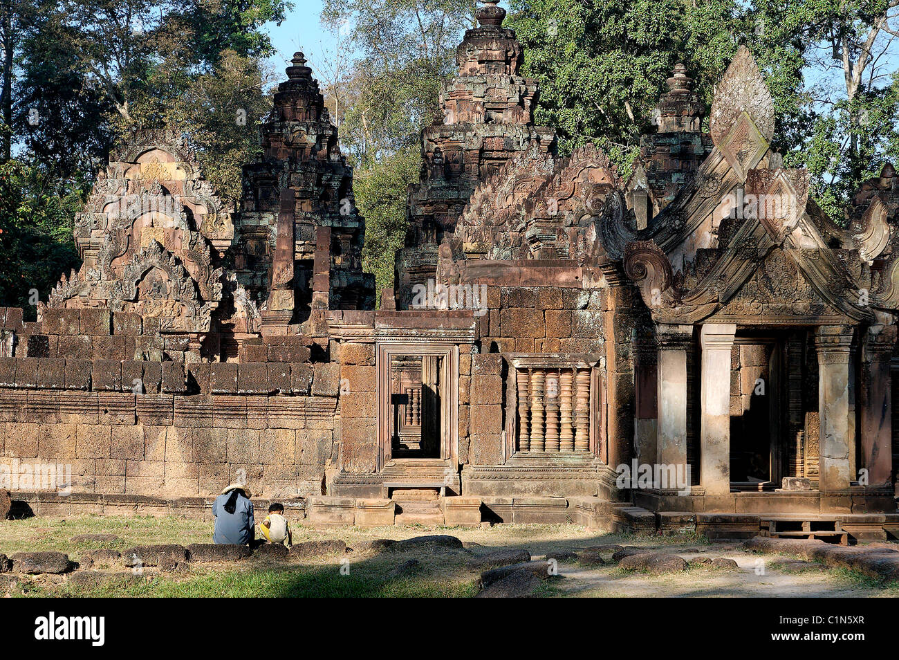 Cambogia Siem Reap area, templi di Angkor, 10 ° secolo, indù, Banteay Strey tempio (Cittadella delle donne) Foto Stock