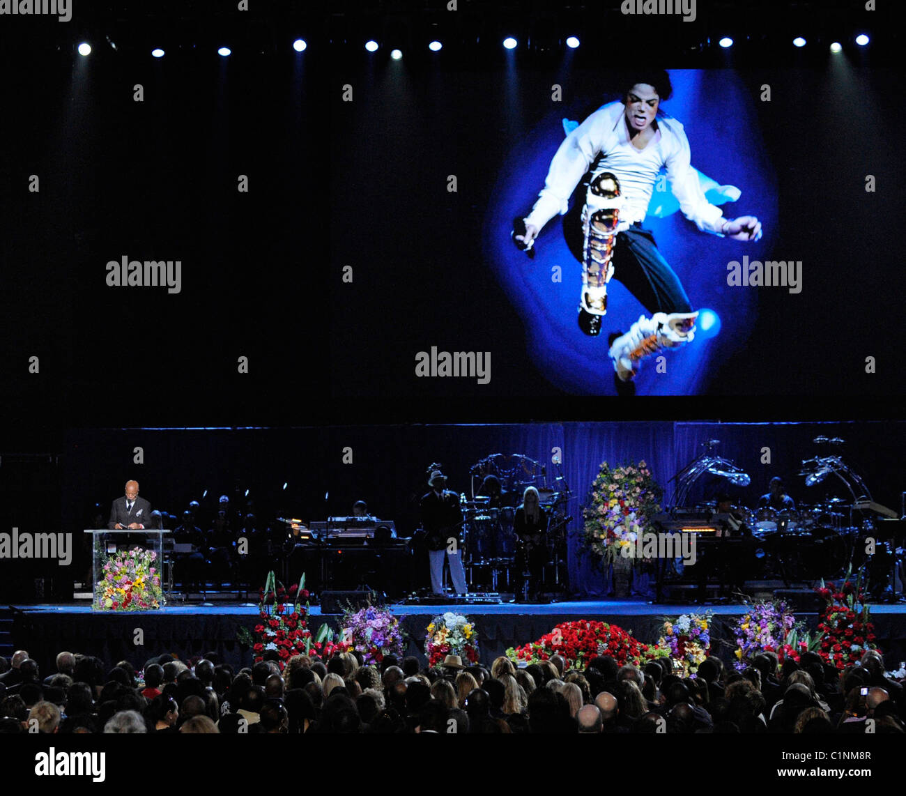 Produttore Berry Gordy Jr. il memoriale di servizio per il re del pop, Michael Jackson, al Staples Center di Los Angeles, Foto Stock