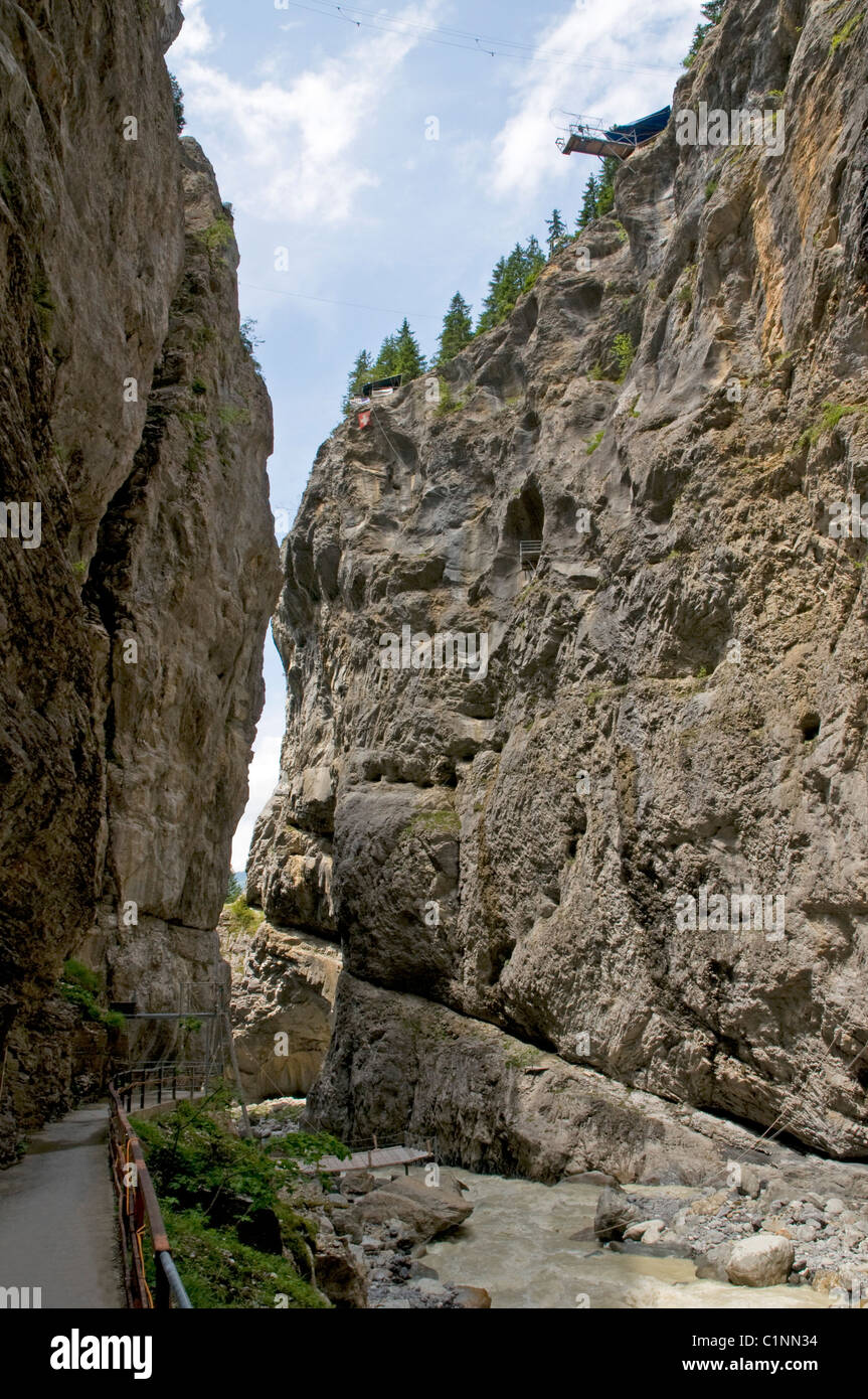 L'impressionante gola Gletscherschlucht vicino a Grindelwald e Grund Foto Stock