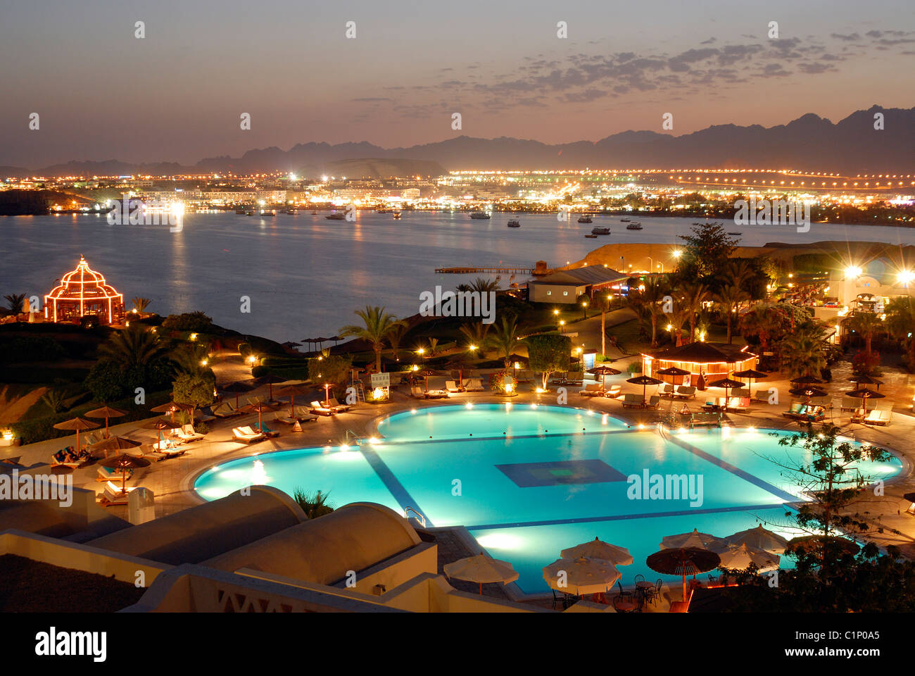 Egitto Sharm el Sheikh Naama Bay visto dall'hotel Sofitel Foto Stock