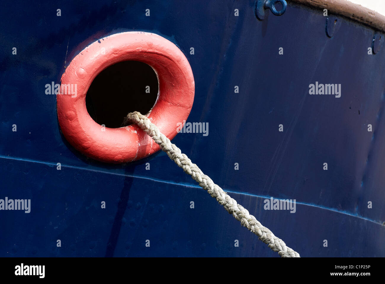Oblò sul tall ship Foto Stock