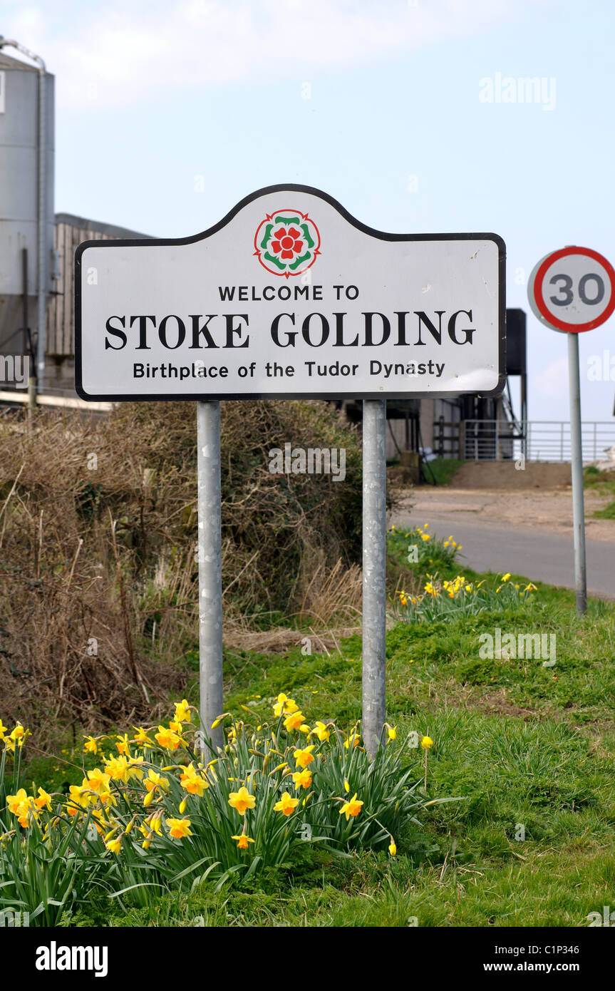 Stoke Golding village segno, Leicestershire, England, Regno Unito Foto Stock