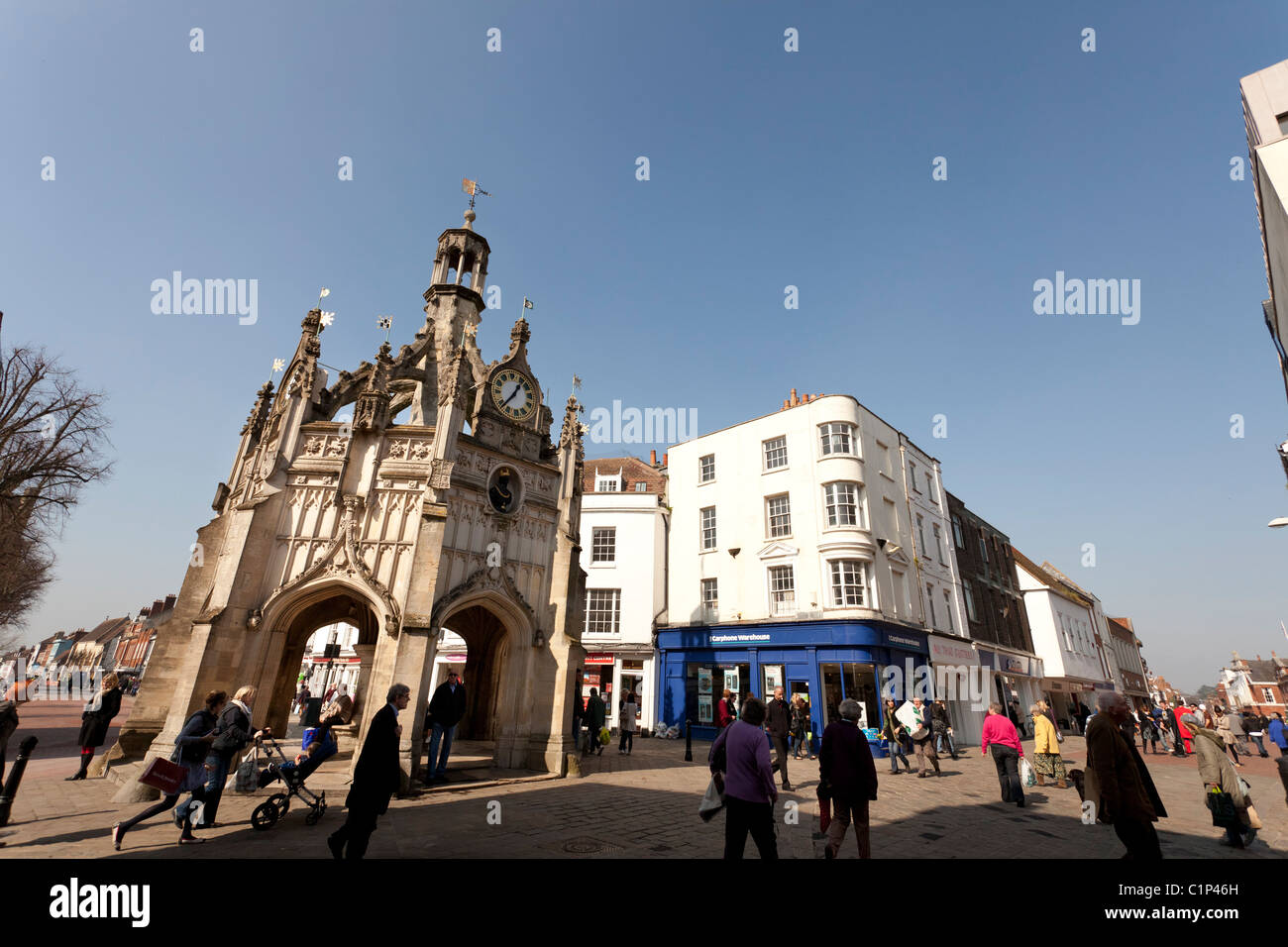 Chichester croce in corrispondenza della giunzione di quattro strade nel centro della città Foto Stock