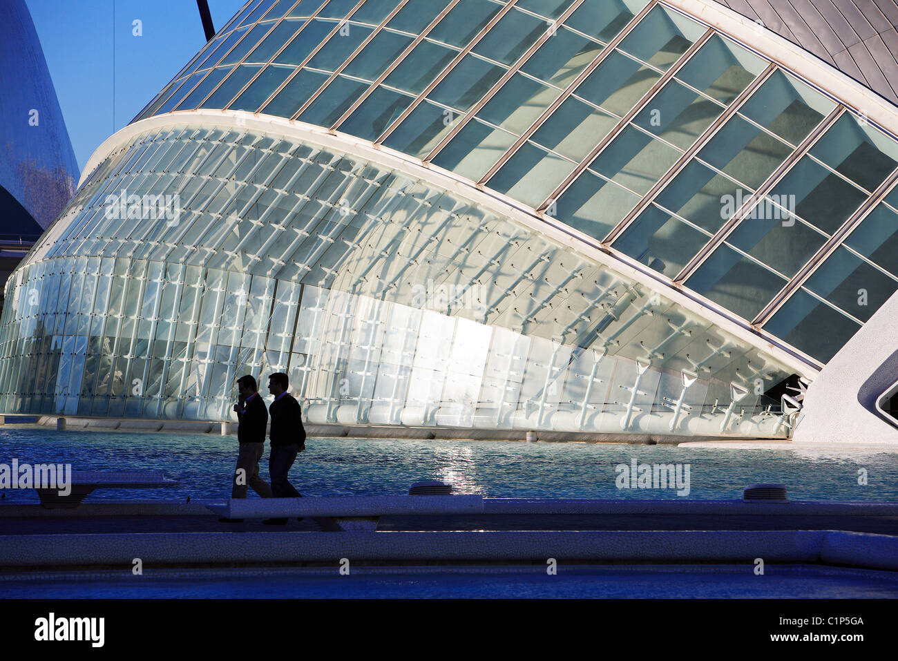 Spagna, Valencia, Città delle Arti e delle scienze dell'architetto Santiago Calatrava, Hemisferic Foto Stock