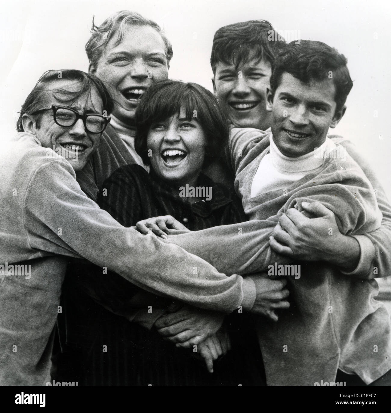 Abbiamo cinque foto promozionale di noi folk-rock group nel 1965 circa da sinistra: Mike, Pete, Bev, Bob e Jerry Foto Stock