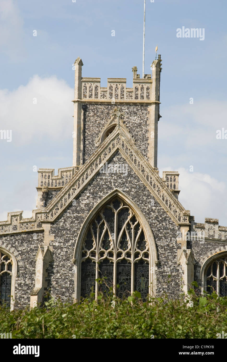 Inghilterra, Suffolk, Stratford, Chiesa di S. Maria, flint di fronte facciata Foto Stock