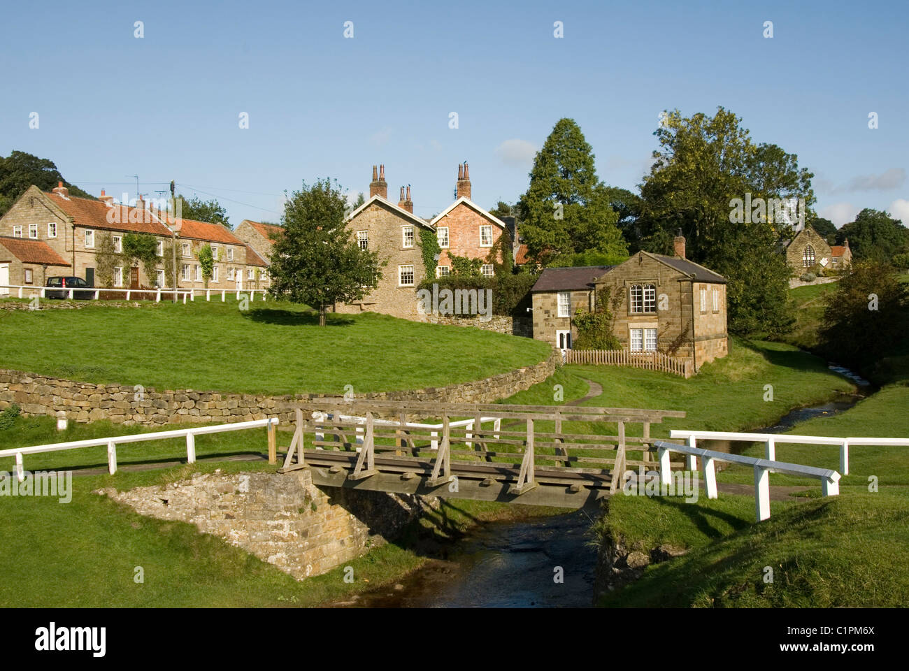 Regno Unito, Inghilterra, North Yorkshire, Hutton-le-foro, Villaggio Verde Foto Stock