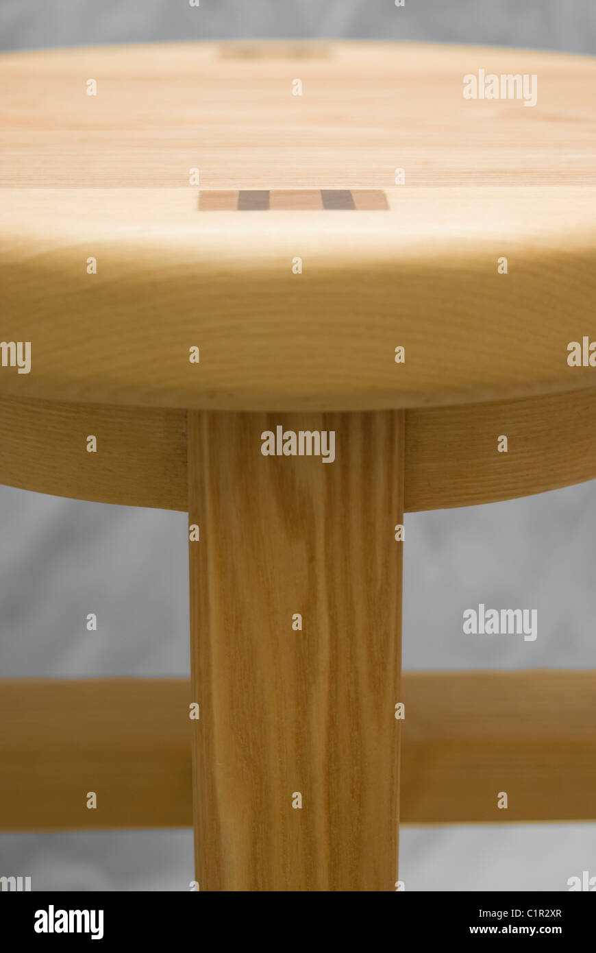 Close up del legno di un sgabello, struttura di legno artigianale Foto Stock
