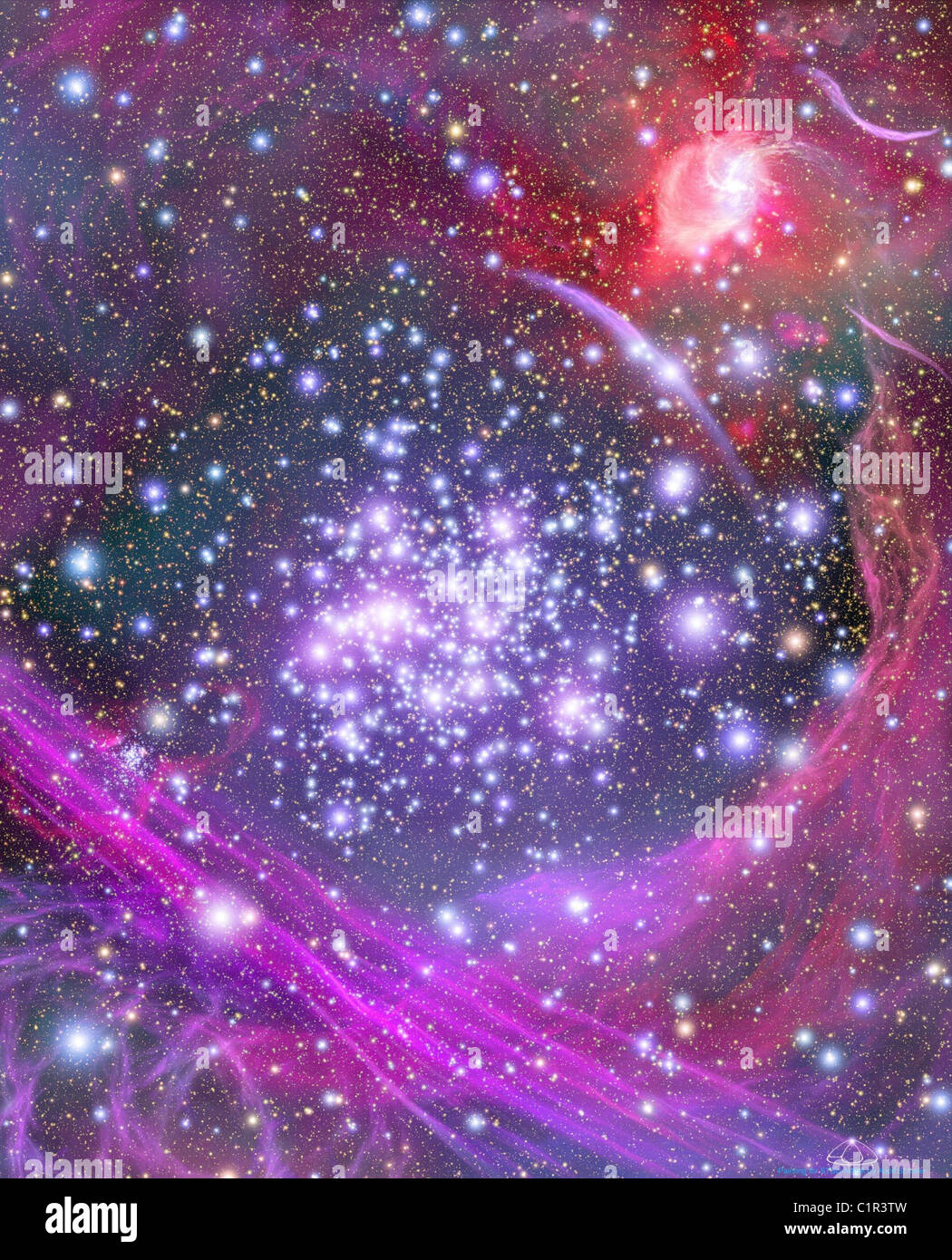 Via Lattea questo artista della impressione mostra come gli archi star cluster viene visualizzato dal profondo all'interno del mozzo della nostra Via Lattea. H Foto Stock