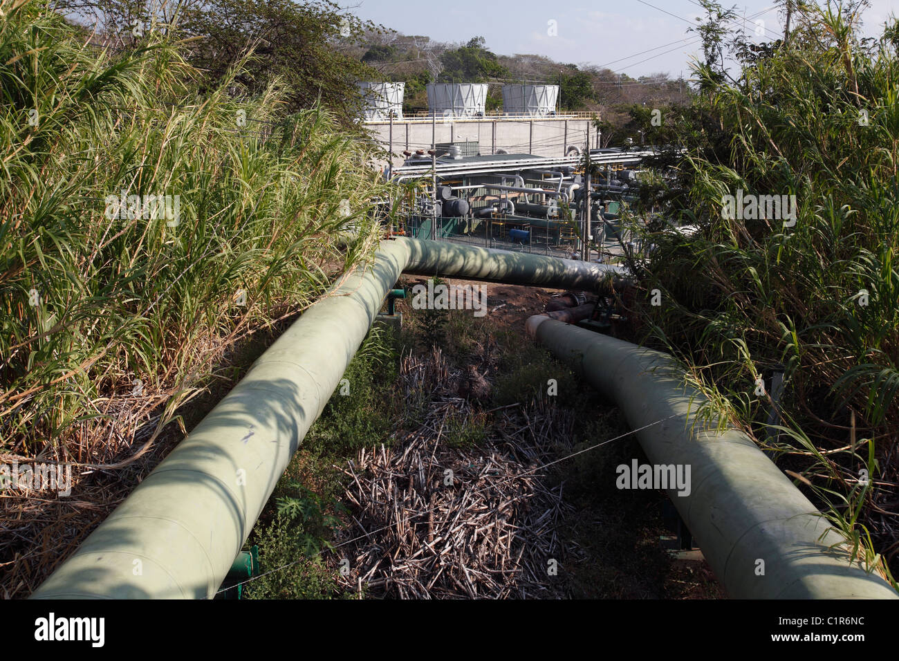 Centrale geotermica, Miravalles, Costa Rica Foto Stock