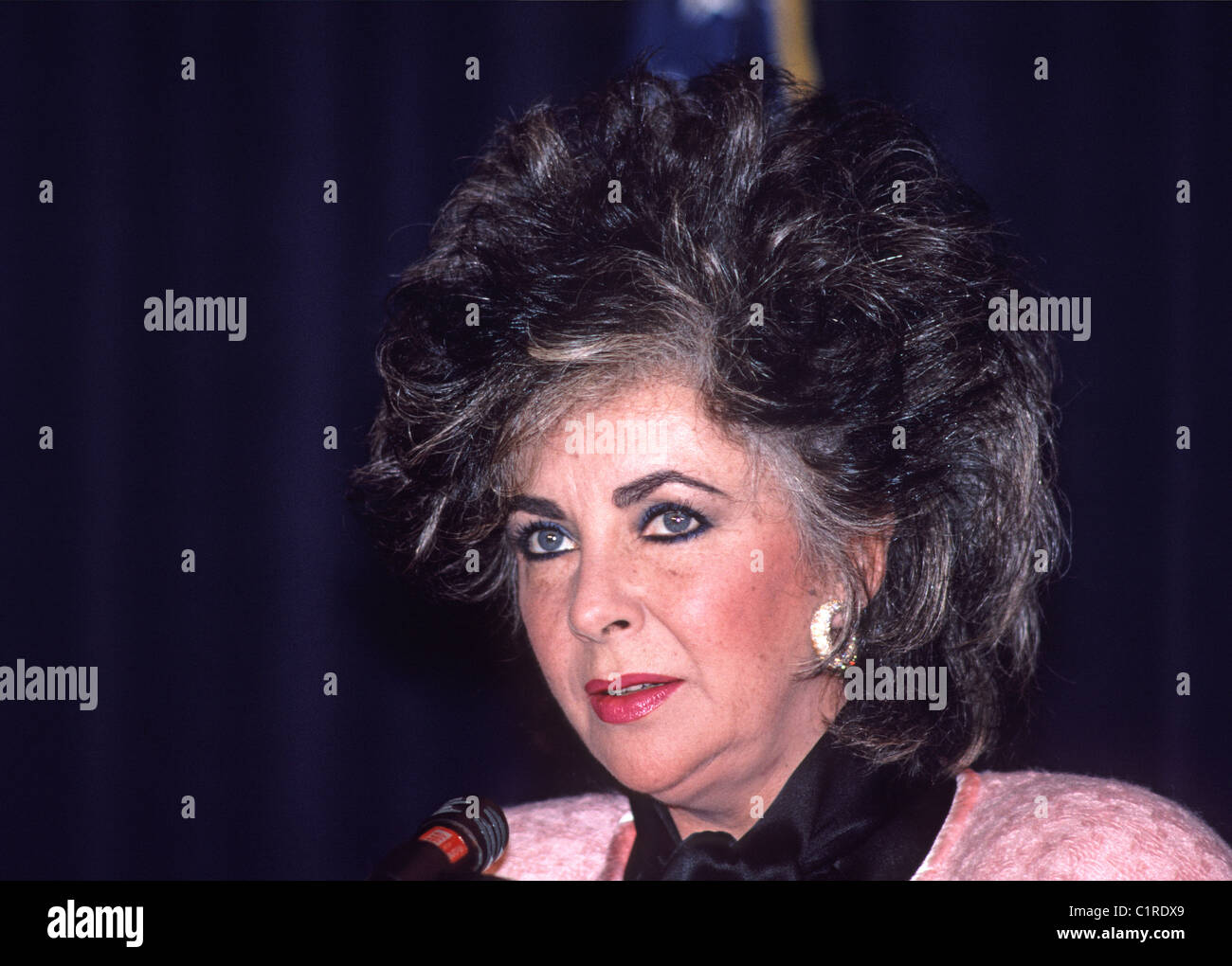 Elizabeth Taylor in una campagna di raccolta fondi, San Francisco per la Fondazione americana per la ricerca sull'AIDS 1986 Foto Stock